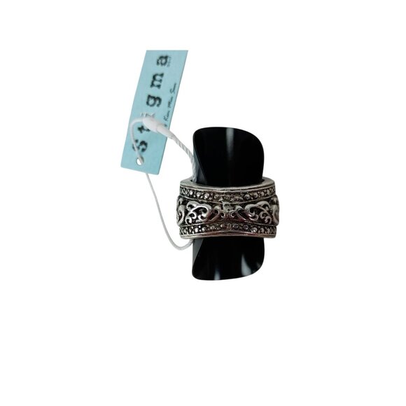 Men's Silver Tone Patina Crown Ring Stigma Sz.10 Men’s Jewelry Fashion - Picture 5 of 7